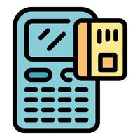 Pos terminal processing contactless payment with chip card vector