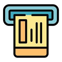 Atm printing receipt with bar code and statistics vector