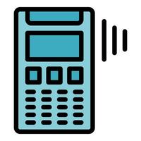 Pos terminal processing contactless payment via nfc technology vector