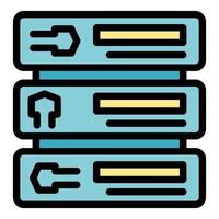 Server room hosting big data storing digital information vector