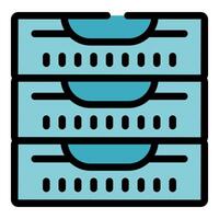Server rack icon representing data storage and network infrastructure vector