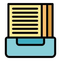 Archive with documents coming out of a box representing data storage and organization vector