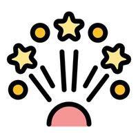 Fireworks exploding with yellow stars and circles celebrating a special event vector