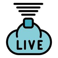 Live streaming sending data to the cloud storage, live stream cloud computing icon vector
