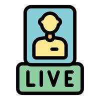 Live streaming with influencer or blogger broadcasting online content vector