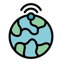 Global communication icon showing international broadcasting and worldwide connectivity vector