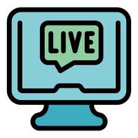 Live streaming on desktop computer screen displaying live content vector