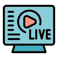 Live streaming player interface showing live content on monitor vector