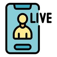 Smartphone showing live streaming with influencer on screen vector