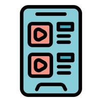 Smartphone showing streaming player interface with playlist vector