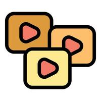 Playlist icon showing multiple videos playing using streaming service vector