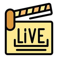 Clapperboard showing live event starting filming production vector