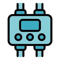 Electric control panel managing energy consumption with digital display and buttons vector