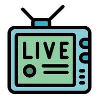 Retro television displaying live news broadcast with antenna vector