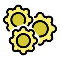 Three yellow interlocking gears rotating smoothly, symbolizing seamless integration and collaboration vector