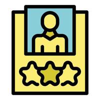 Employee of the month picture with three stars rating representing best performance vector