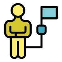Manager controlling business strategy with flowchart and flag vector