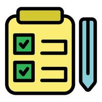 Clipboard with checklist and pen, completing tasks efficiently vector