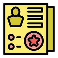 Employee of the month profile with star and personal information showing high performance vector