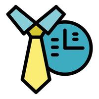 Yellow tie and clock representing working hours and punctuality vector