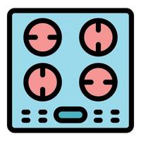 Modern induction cooker with four burners and digital controls simplifying cooking vector