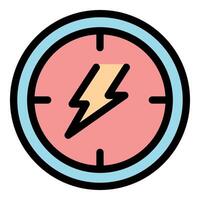 Clock showing fast charging time with lightning bolt symbol inside vector