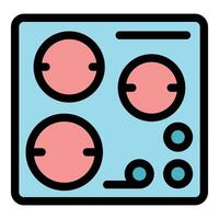 Induction cooker panel with touch control buttons showing cooking zones vector