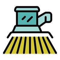 Combine harvester working on wheat field icon illustration vector
