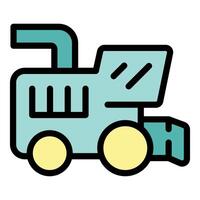 Combine harvester harvesting wheat in field icon illustration vector