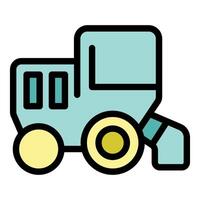 Combine harvester harvesting grain in field illustration vector