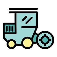 Smart farm combine harvester with gps tracking system icon vector