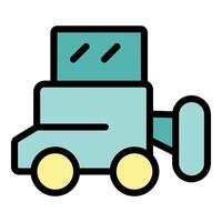 Combine harvester harvesting wheat in field icon illustration vector