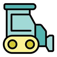 Small bulldozer moving forward on tracks with cabin vector