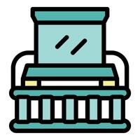 Witness stand with microphone showing courtroom justice vector