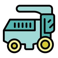 Combine harvester harvesting grain in field icon illustration vector