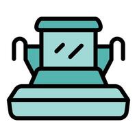 Combine harvester harvesting wheat in field icon illustration vector