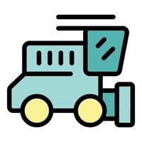 Combine harvester harvesting grain in a field icon illustration vector