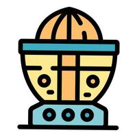 Citrus juicer squeezing fresh juice for healthy breakfast vector
