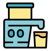 Modern electric juicer extracting juice into glass, preparing refreshing beverage vector