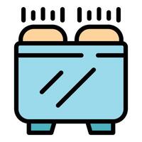 Modern toaster toasting bread slices for breakfast vector