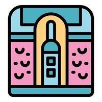 Modern building with arched entrance and decorative facade representing urban architecture vector