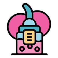 Futuristic pink blender mixing a smoothie with a heart background vector
