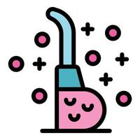 Enema syringe cleaning lower intestine with plus and dots icons vector