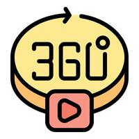 360 degree player showing rotating playback button vector