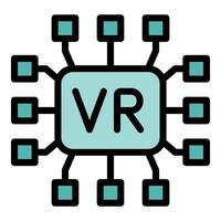 Vr chip managing multiple connections, futuristic technology icon vector