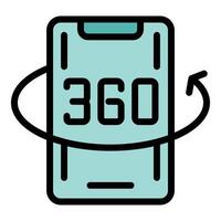 Smartphone showing 360 degrees rotating arrow icon for vr technology vector