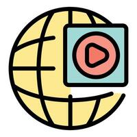 Global streaming service icon representing worldwide entertainment access vector