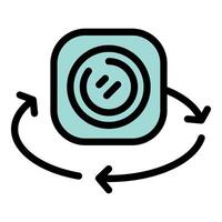 Phone rotating screen feature enabling landscape and portrait mode vector