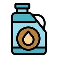Big plastic bottle containing liquid soap with drop symbol is being held vector