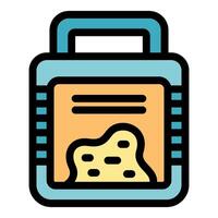 Dry cat food package with handle and nutrition information vector